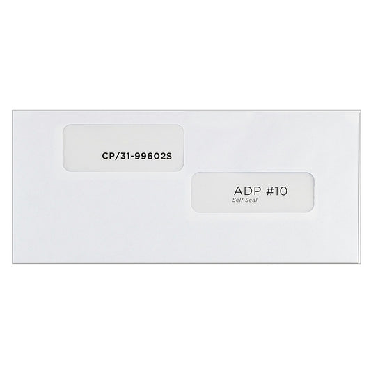 Size number 10 double window envelopes self-seal for ADP payroll business check envelopes with security tint - CP31-99602S