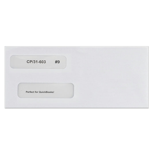 Size number 9 double window envelopes, security tint, moisture-seal - CP31-603