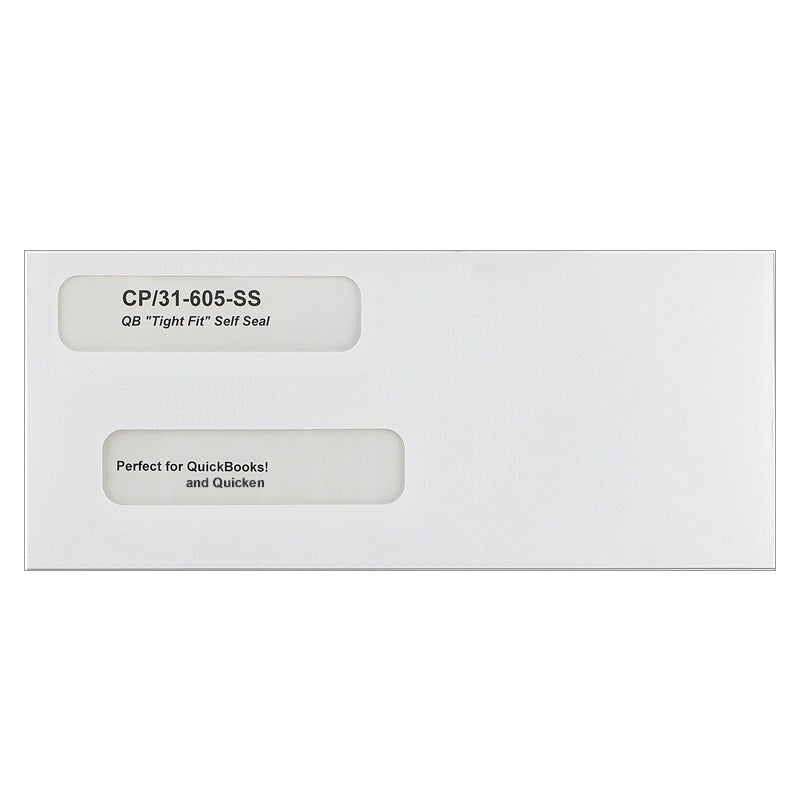 Self-seal envelopes for QuickBooks checks and quicken checks, double window - CP31-605-SS