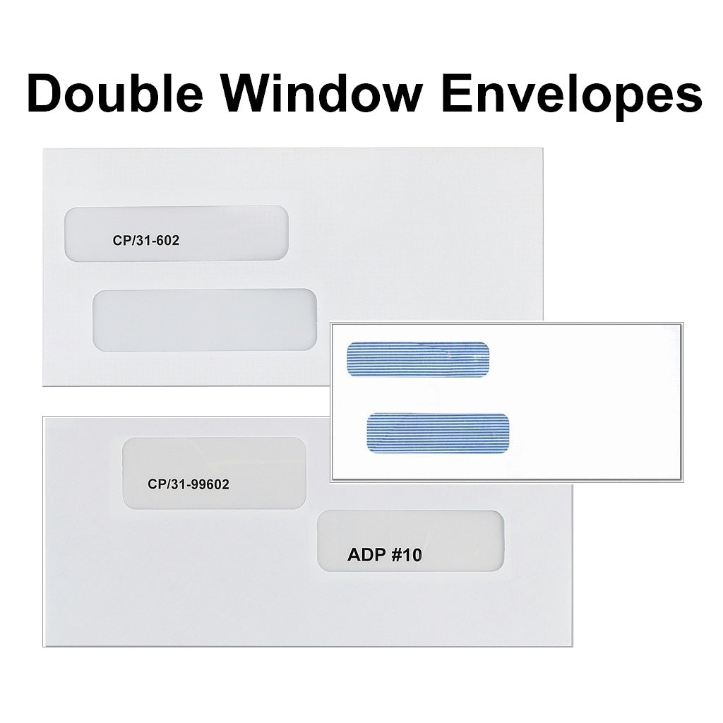 Window envelopes for business checks - 10 window and double window options with privacy/security tint, self-seal or moisture-seal