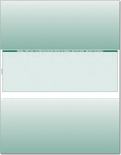 Middle Blank Check Paper for Peachtree Accounting, VersaCheck CP509 CP509-REAM-MIDDLE-BLANK-CHECK-STOCK