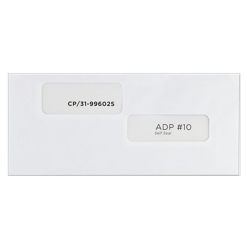 Size number 10 double window envelopes self-seal for ADP payroll business check envelopes with security tint - CP31-99602S