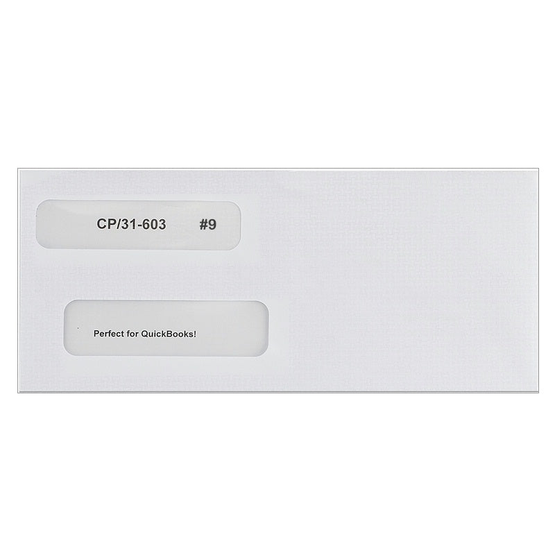 Size number 9 double window envelopes, security tint, moisture-seal - CP31-603