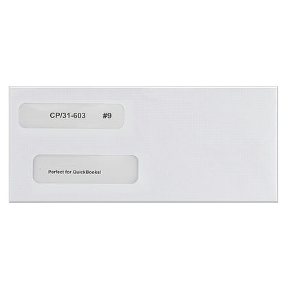 Size number 9 double window envelopes, security tint, moisture-seal - CP31-603